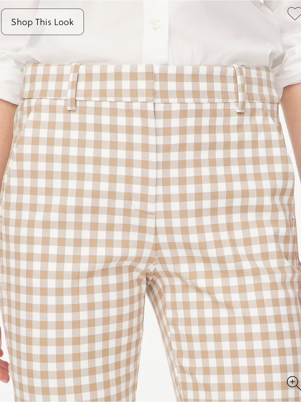 J. Crew Factory Beige and White Gingham Cropped Capris - Picture 3 of 6